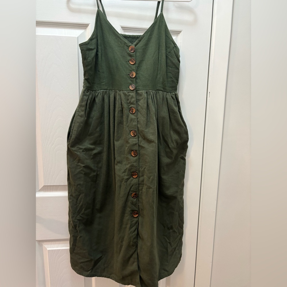 Green button down summer dress
